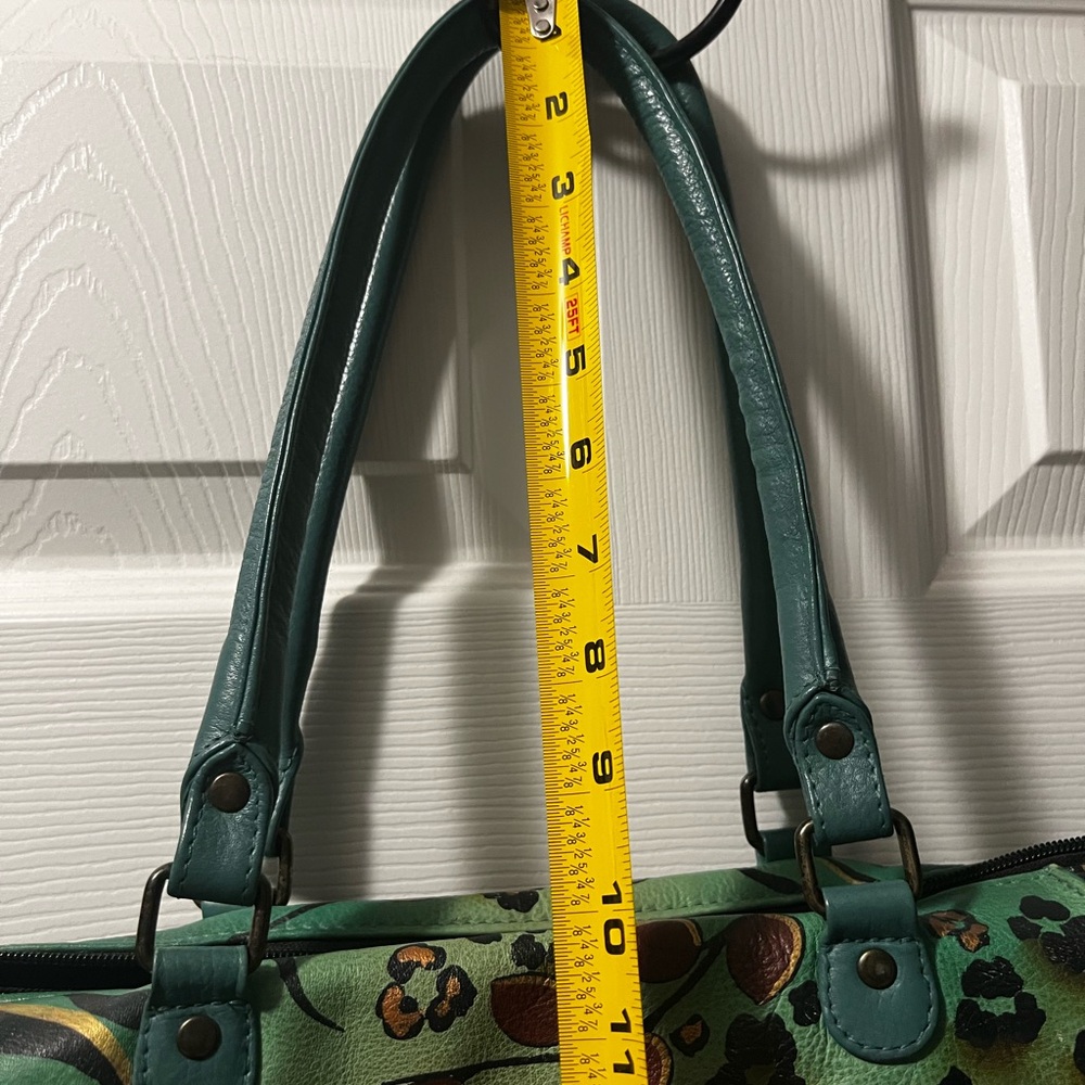 Anuschka Hand-Painted Butterfly Design Green Leather Tote - Picture 10 of 16